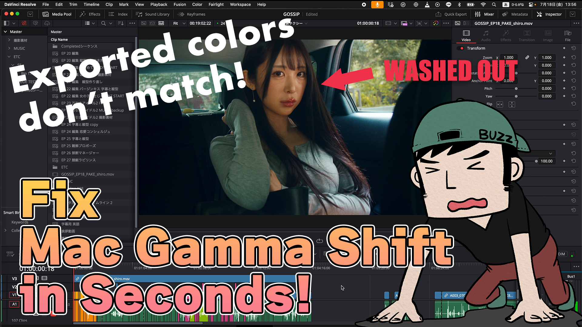 Fix Gamma Shift on Mac, DaVinci Resolve color correction tutorial